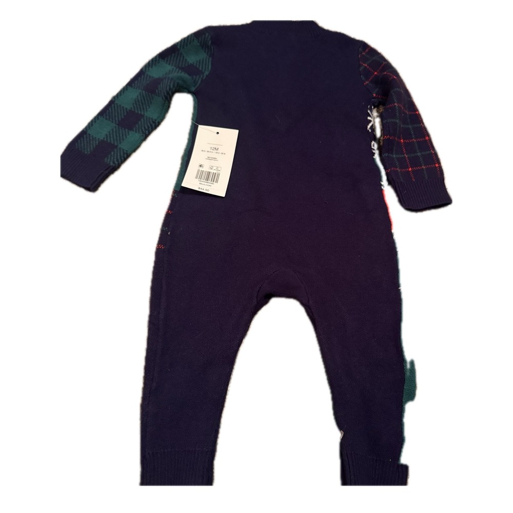 Christmas Sweater Body Suit 12‎ Months Reindeer Winter Patchwork NWT - Picture 4 of 4